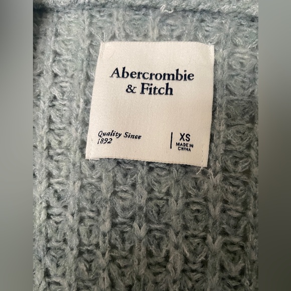 A&F Abercrombie & Fitch Waffle Knit Long Open Front Cardigan Light Blue XS - Picture 3 of 8